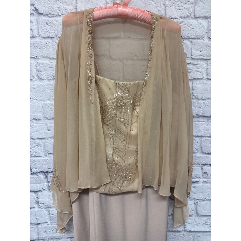 Montage Mon Cheri Mother of Bride Blush Dress Chiffon Jacket Beaded Detail - 16 - Picture 4 of 10